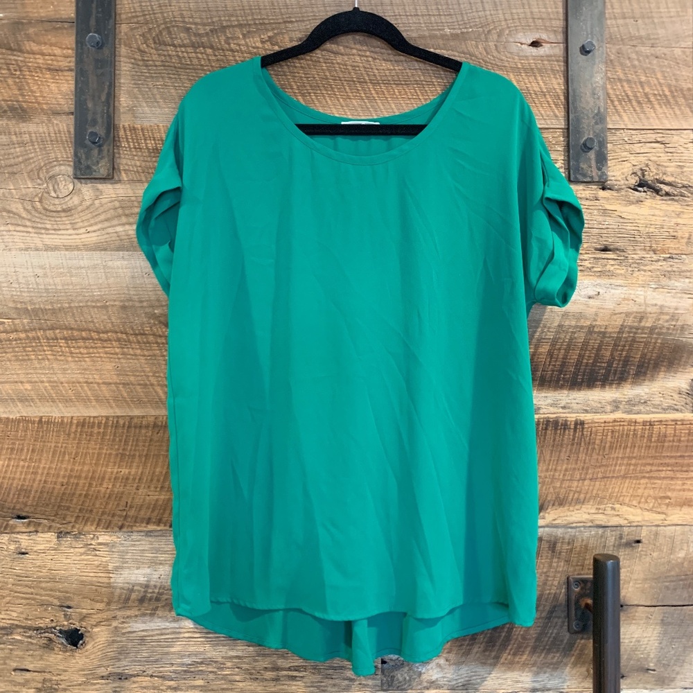 EUC – Pleione – Scoop Neck Blouse – Emerald Green – XL